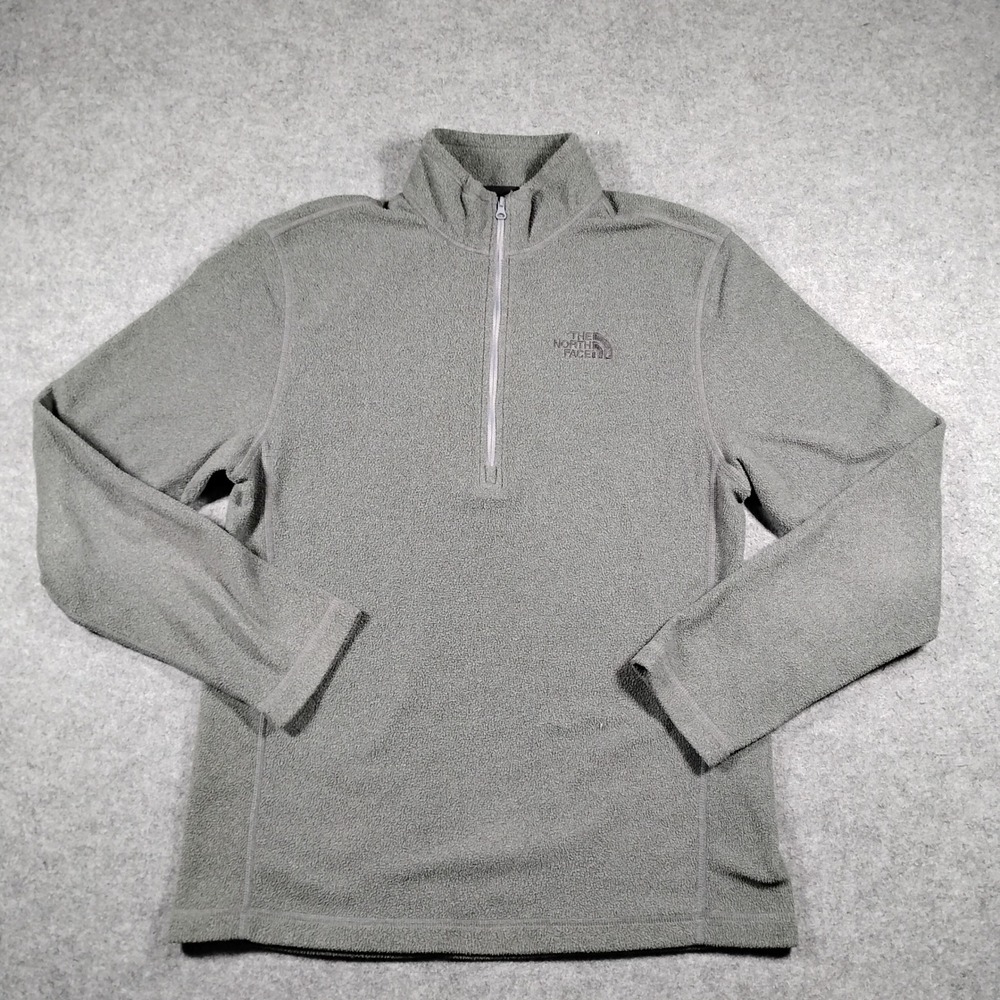 The North Face TKA 100 Glacier Quarter Zip Fleece Men Small Gray Pullover Hiking